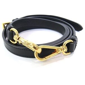 Saffiano Prada Black Leather Shoulder Strap with Gold Hardware